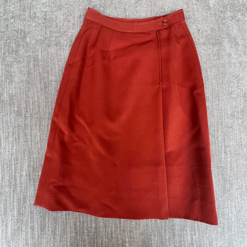Vtg Cacharel A-Line Skirt Womens 38/6 Rust Orange Pleated Formal Business Career